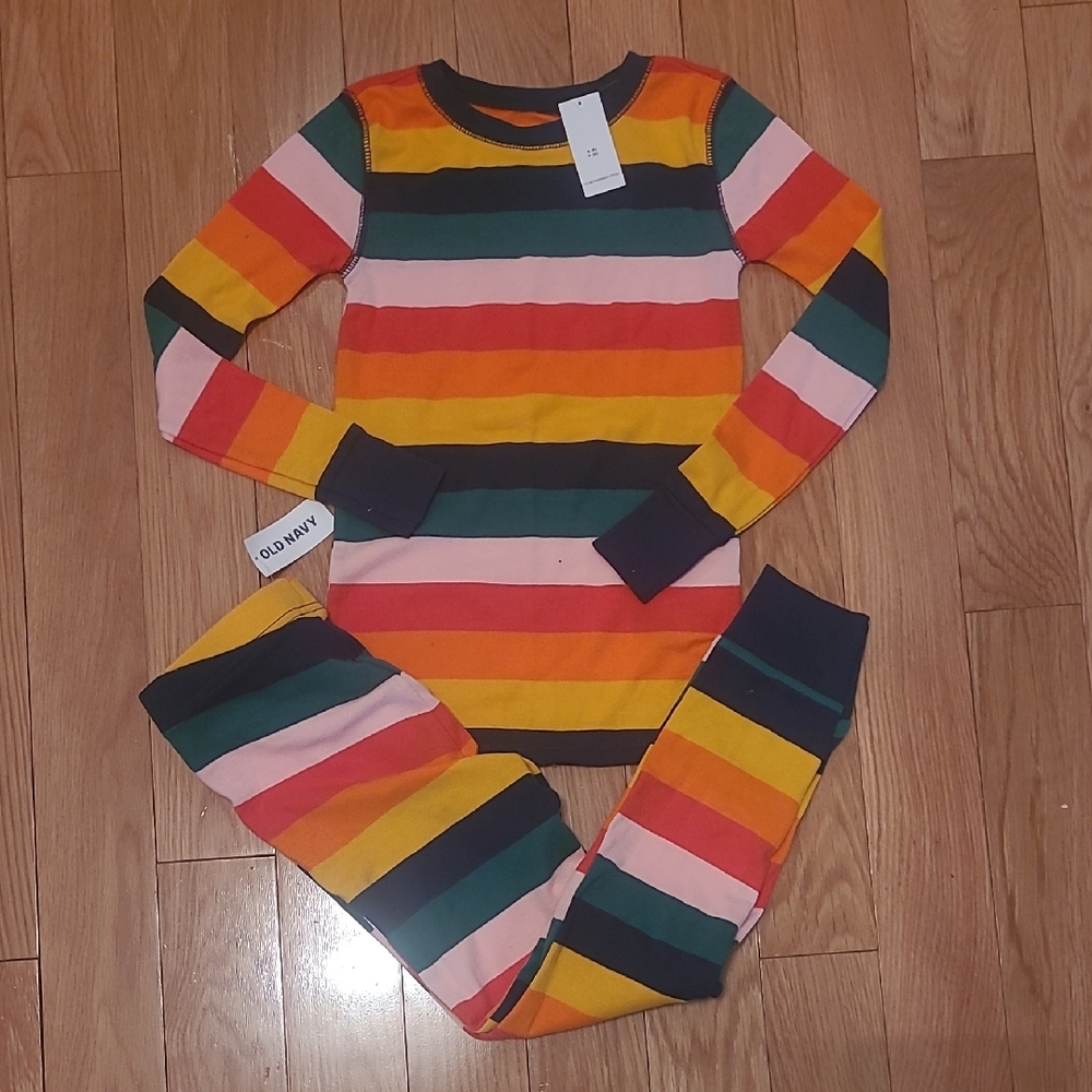 Old Navy Multicolor Striped Kids Pajama Set - Size 6